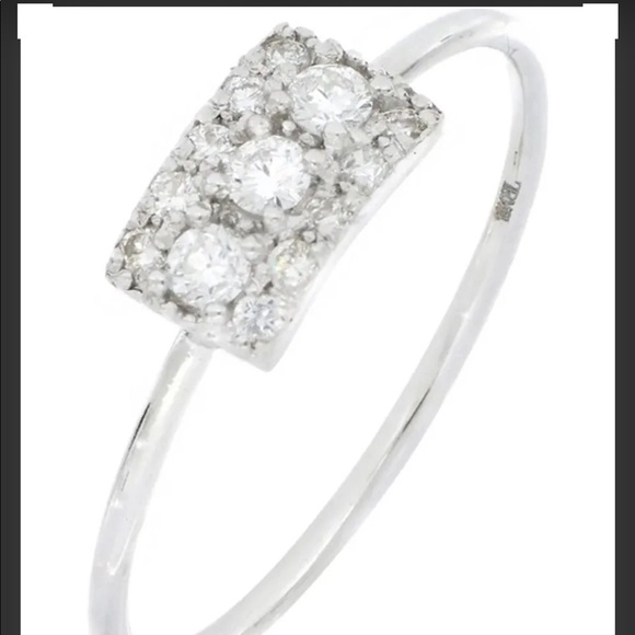🆕 18K White Gold Pave Diamond Bar Ring size 6 - Picture 1 of 7